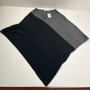 Celeste Poncho Womens‎ One Size Black Charcoal Grey Gray Wool Cashmere Blend NEW